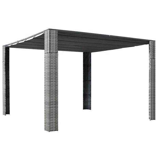 vidaXL Prieel met dak 300x300x220 cm poly rattan grijs en antraciet