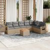 vidaXL 8-delige Loungeset met kussens poly rattan beige