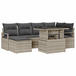 vidaXL Tuin Sofa Set 7 st Lichtgrijs poly rattan