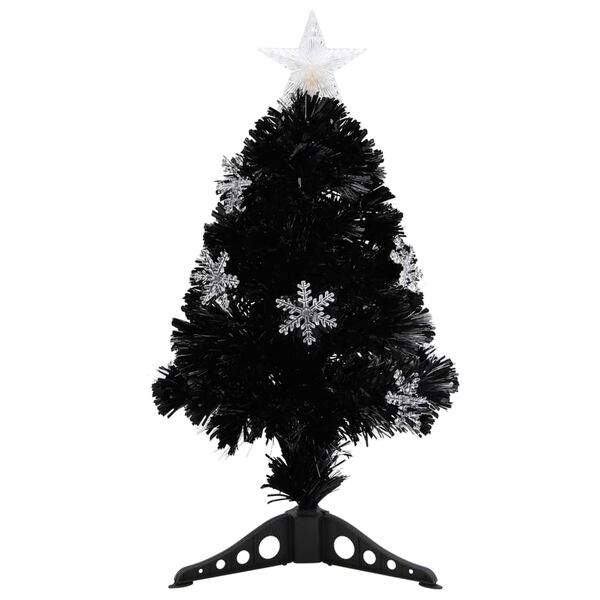 vidaXL Kerstboom met LED-sneeuwvlokken 64 cm glasvezel zwart