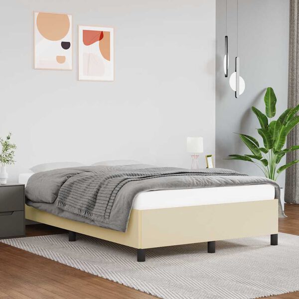 vidaXL Bedframe zonder matras 120x190 cm kunstleer cr&egrave;me
