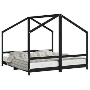 vidaXL Kinderbedframe 2x(90x190) cm massief grenenhout zwart