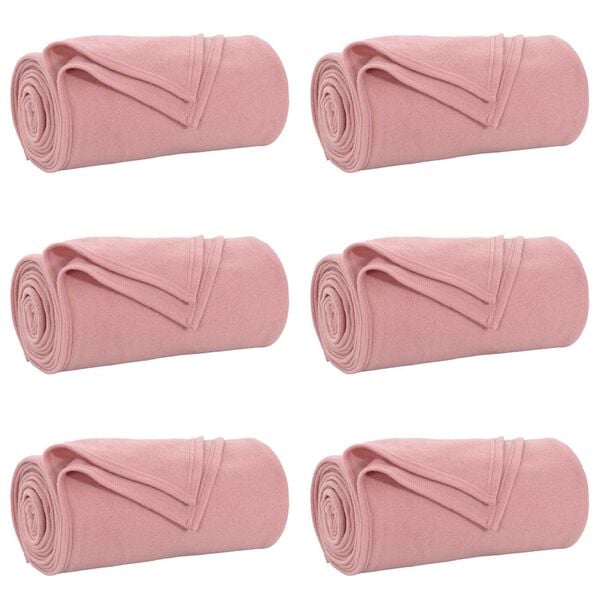 vidaXL Kleden 6 pcs Roze 270 x 240 cm Fleece