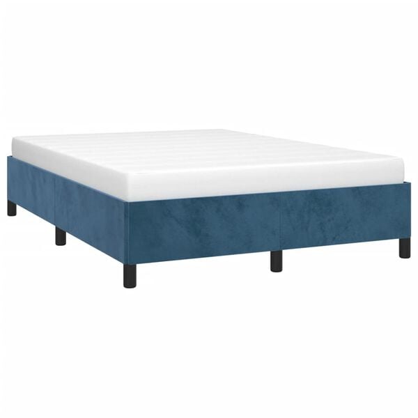vidaXL Bedframe zonder matras 140x190 cm fluweel donkerblauw