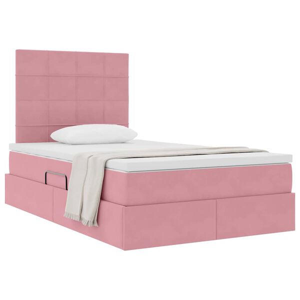vidaXL Opslag bed met matras met matras Roze 120 x 200 cm Fluweel
