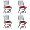 vidaXL Tuinstoelen 4 st inklapbaar met kussens massief acaciahout