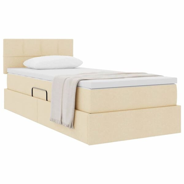 vidaXL Opbergbed met matras met matras Cr&egrave;me 90 x 190 cm Bewerkt hout