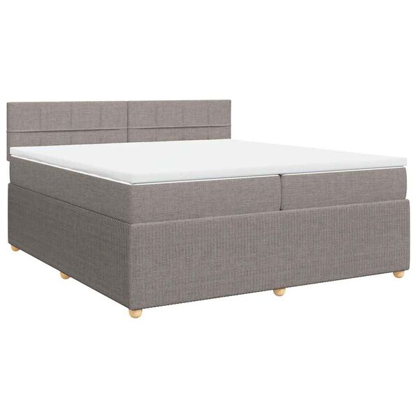 vidaXL Boxspring met matras stof taupe 200x200 cm
