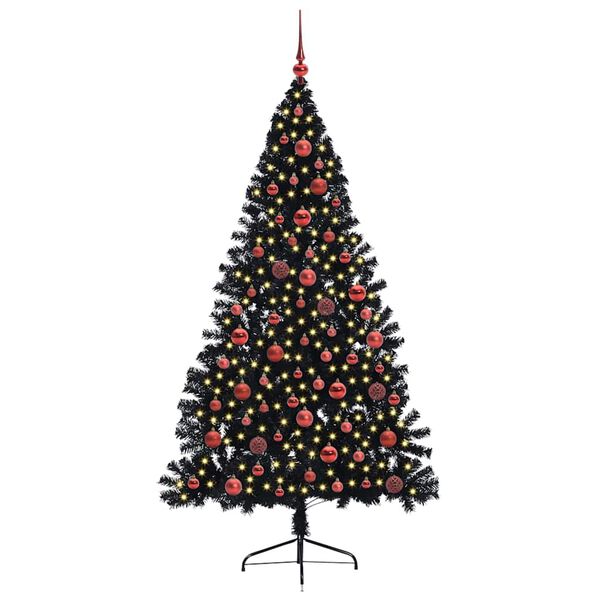 vidaXL Kunstmatig Voorverlicht Kerstboom met 300 LED Zwart 180 cm PVC