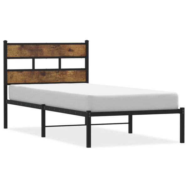 vidaXL Bedframe zonder matras metaal gerookt eikenkleurig 100x190 cm
