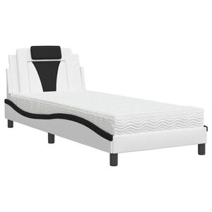 vidaXL Bed "Viana" met matras kunstleer wit en zwart 90x190 cm