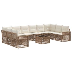 vidaXL Tuinbankenset 11 pcs Beige en Cr&egrave;me Wit poly rattan