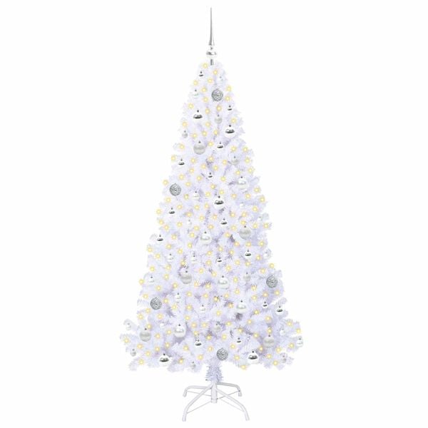vidaXL Kunstkerstboom met 300 LED Wit 180 cm PVC en staal