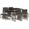 vidaXL 9-delige Tuinset met kussens poly rattan grijs