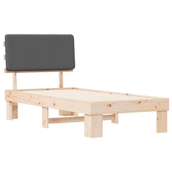 vidaXL Bedframe met Gevoerd Hoofdgedeelte Donkergrijs 90 x 190 cm