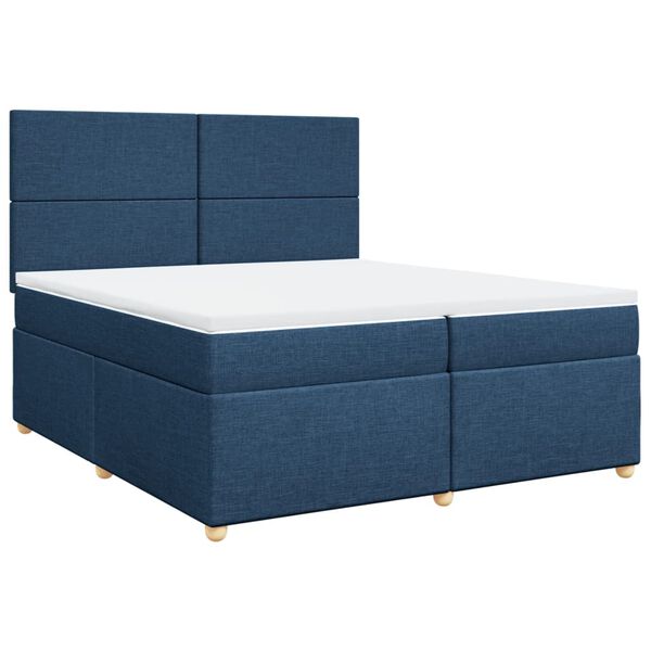 vidaXL Boxspring met matras stof blauw 200x200 cm