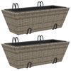 vidaXL Plantenbakken 2 st met haken poly rattan grijs