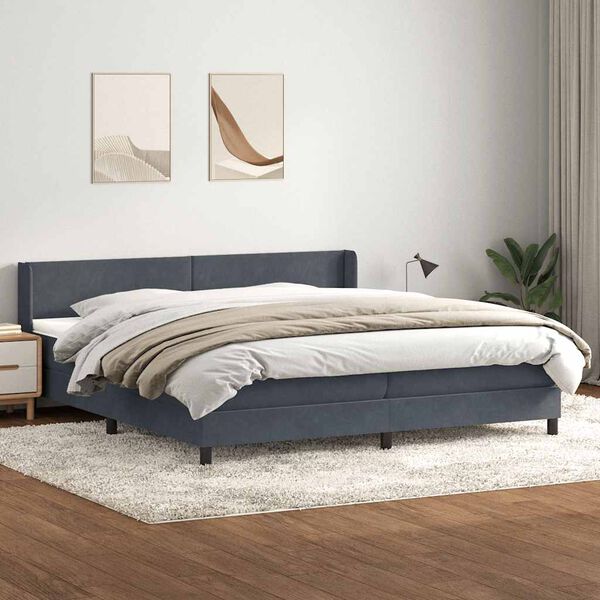 vidaXL Boxspring met matras fluweel donkergrijs 180x210 cm