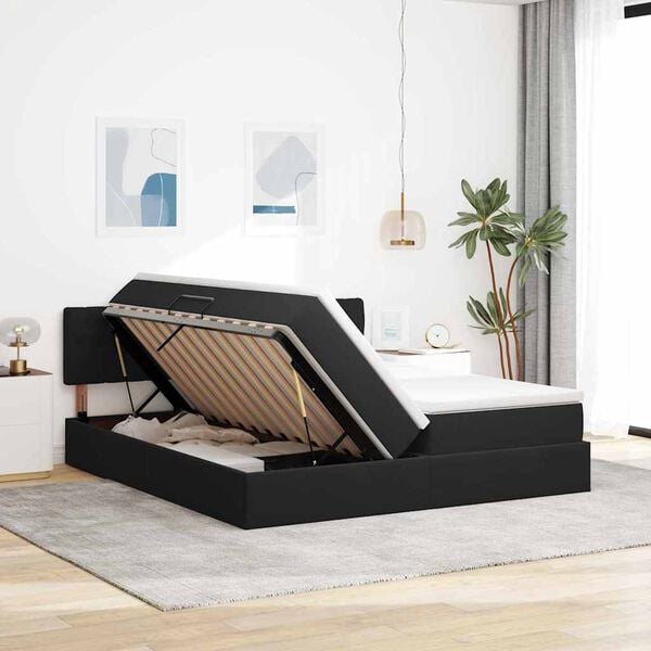 vidaXL Opslag bed met matras met hoofdeinde Zwart 90 x 200 cm