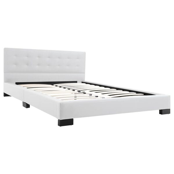 vidaXL Bed met traagschuim matras kunstleer wit 140x200 cm