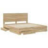 vidaXL Bedframe met hoofdeinde Sonoma Eiken 200 x 200 cm Bewerkt hout