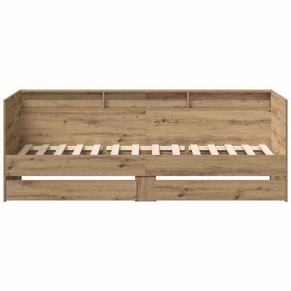 vidaXL Dagbed met hoofdeinde Artisan Eiken 90 x 190 cm Bewerkt hout