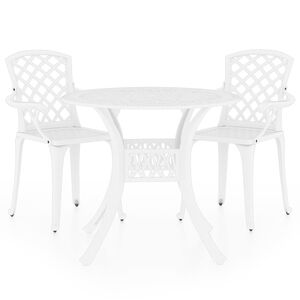 vidaXL 3-delige Bistroset gietaluminium wit