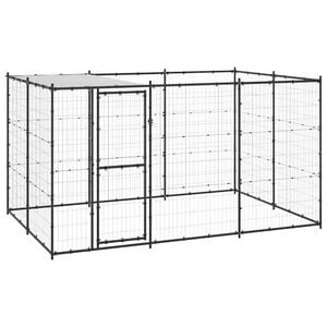 vidaXL Hondenkennel met dak 7,26 m&sup2; staal