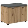 vidaXL Schoenbank met kussen Artisanaal eiken 60 x 38 x 46 cm