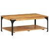 vidaXL Salontafel 2-laags 100x55x38 cm massief mangohout en staal