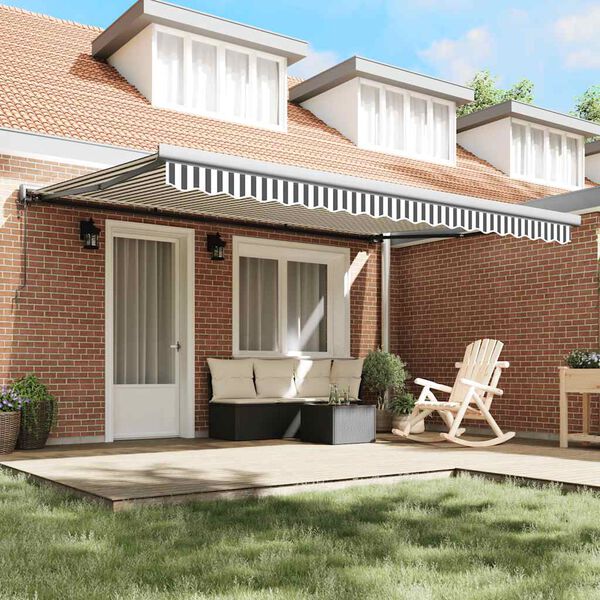 vidaXL Luifel uittrekbaar 4,5x3 m stof en aluminium antraciet en wit