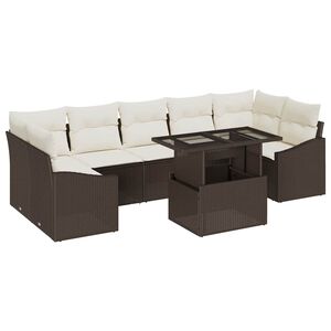vidaXL Tuin Sofa Set met kussen 8 pcs Bruin en cr&egrave;me poly rattan