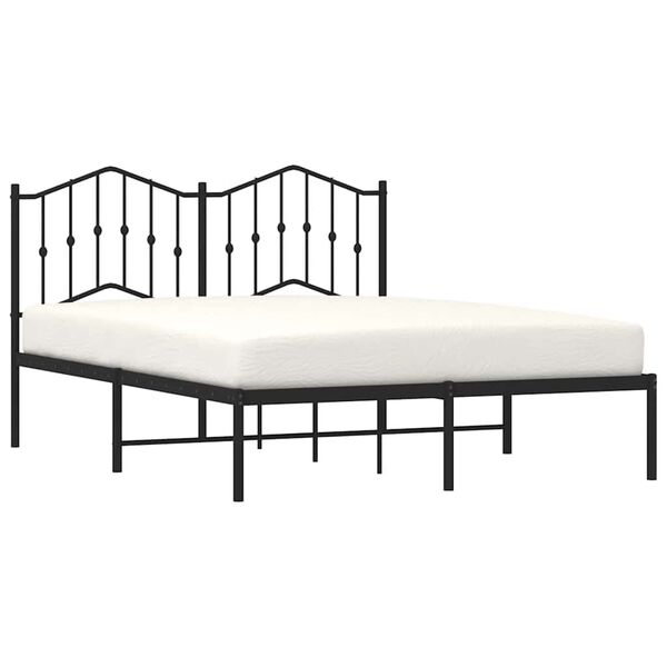 vidaXL Bedframe met hoofdbord metaal zwart 135x190 cm