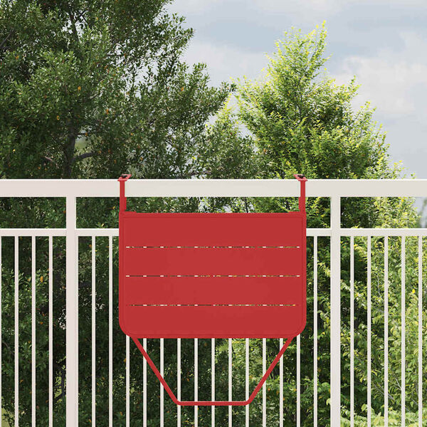 vidaXL Hangende Balkon Tafel Rood 60 x 39 x 65 cm Staal