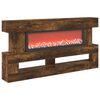 vidaXL Elektrische haard Gerookt eiken 150 x 21 x 77 cm Bewerkt hout