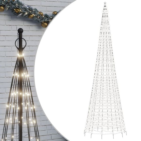 vidaXL LED-kerstboom aan vlaggenmast 1534 LEDs koud wit 500 cm