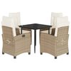 vidaXL 5-delige Tuinset met kussens poly rattan beige