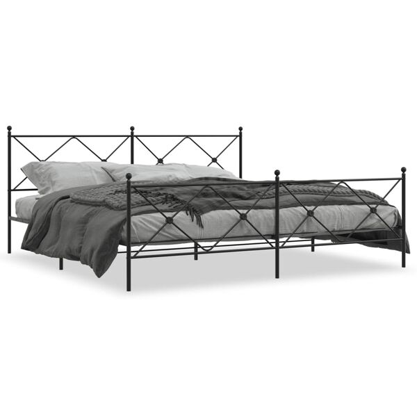 vidaXL Bedframe met hoofd- en voeteneinde metaal zwart 193x203 cm