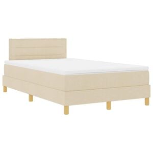 vidaXL LED Box Spring Bed met hoofdeinde Cr&egrave;me 120 x 190 cm Stof
