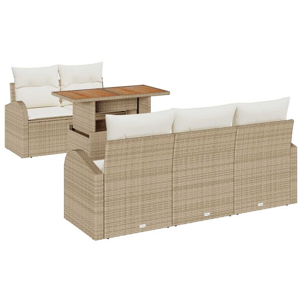 vidaXL Tuin Sofa Set met kussen 6 pcs beige en cr&egrave;mekleurig