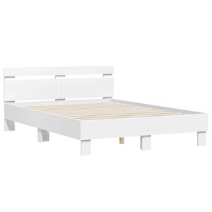 vidaXL Bedframe met LED-stripverlichting Wit 137 x 190 cm Bewerkt hout