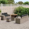 vidaXL Tuin Sofa Set met kussen met opslag 8 pcs Grijs Poly Rattan
