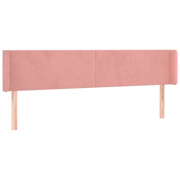 vidaXL Hoofdbord met randen 203x16x78/88 cm fluweel roze