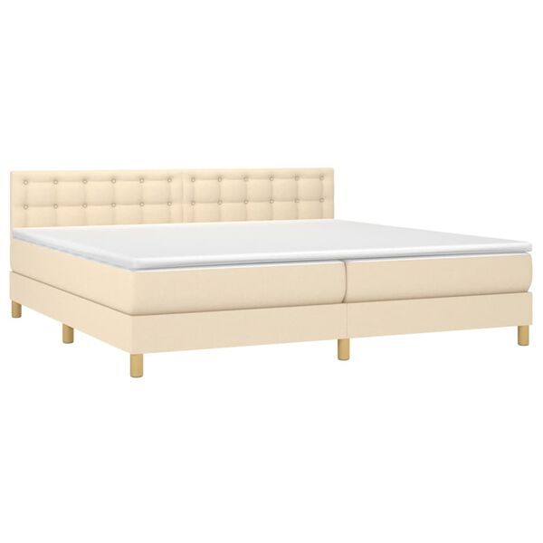 vidaXL Boxspring met matras en LED stof cr&egrave;mekleurig 200x200 cm