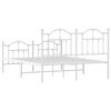 vidaXL Bedframe met hoofd- en voeteneinde metaal wit 135x190 cm