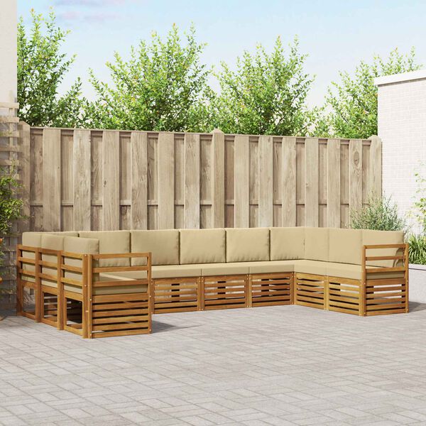 vidaXL Hoekbank Set 10 pcs Natuurlijk en Beige Massief Acaciahout