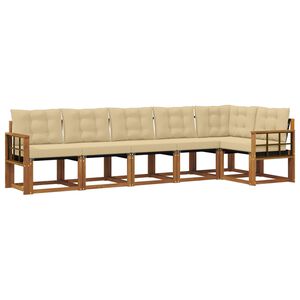 vidaXL Buiten bankenset met kussen 6 pcs Natuurlijk en Beige