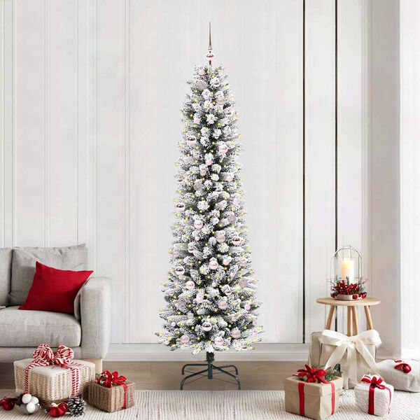 vidaXL Kunstkerstboom met 300 LED Wit 210 cm PVC en Metaal en Plastic