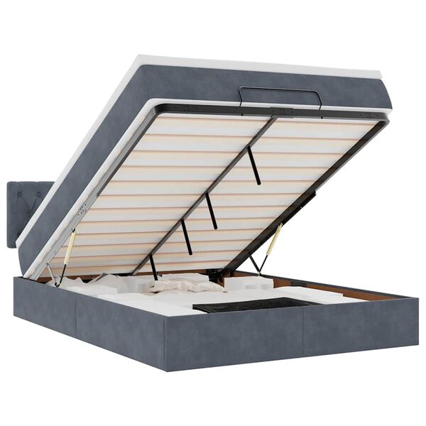 vidaXL Ottoman bed met matras 140x190cm fluweel donkergrijs