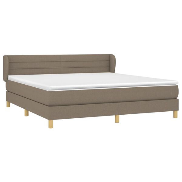 vidaXL Boxspring met matras stof taupe 160x200 cm